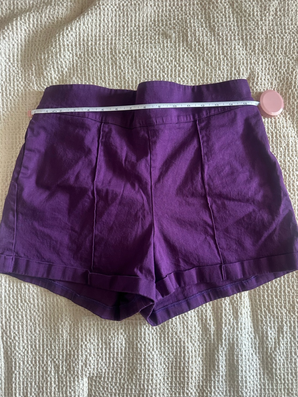Laura Byrnes Pinup Girl High-Rise Purple Women's Tailored Shorts - Picture 2 of 7